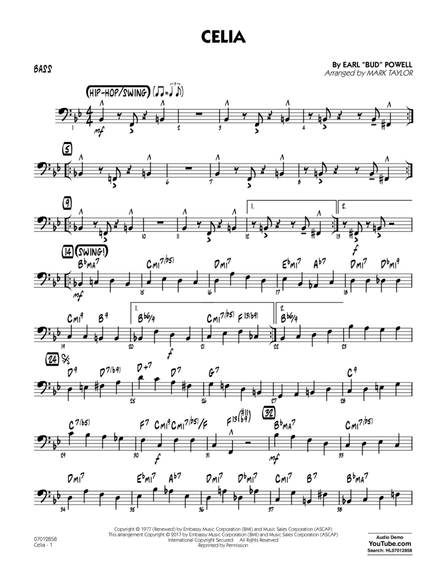 Celia - Bass Part scores gallery preview page 1