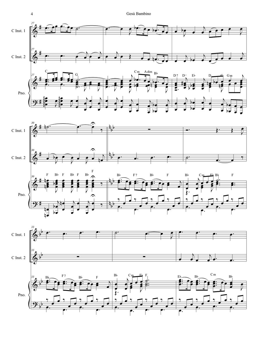 Gesu Bambino (Duet for C-Instruments) Flute scores gallery preview page 5