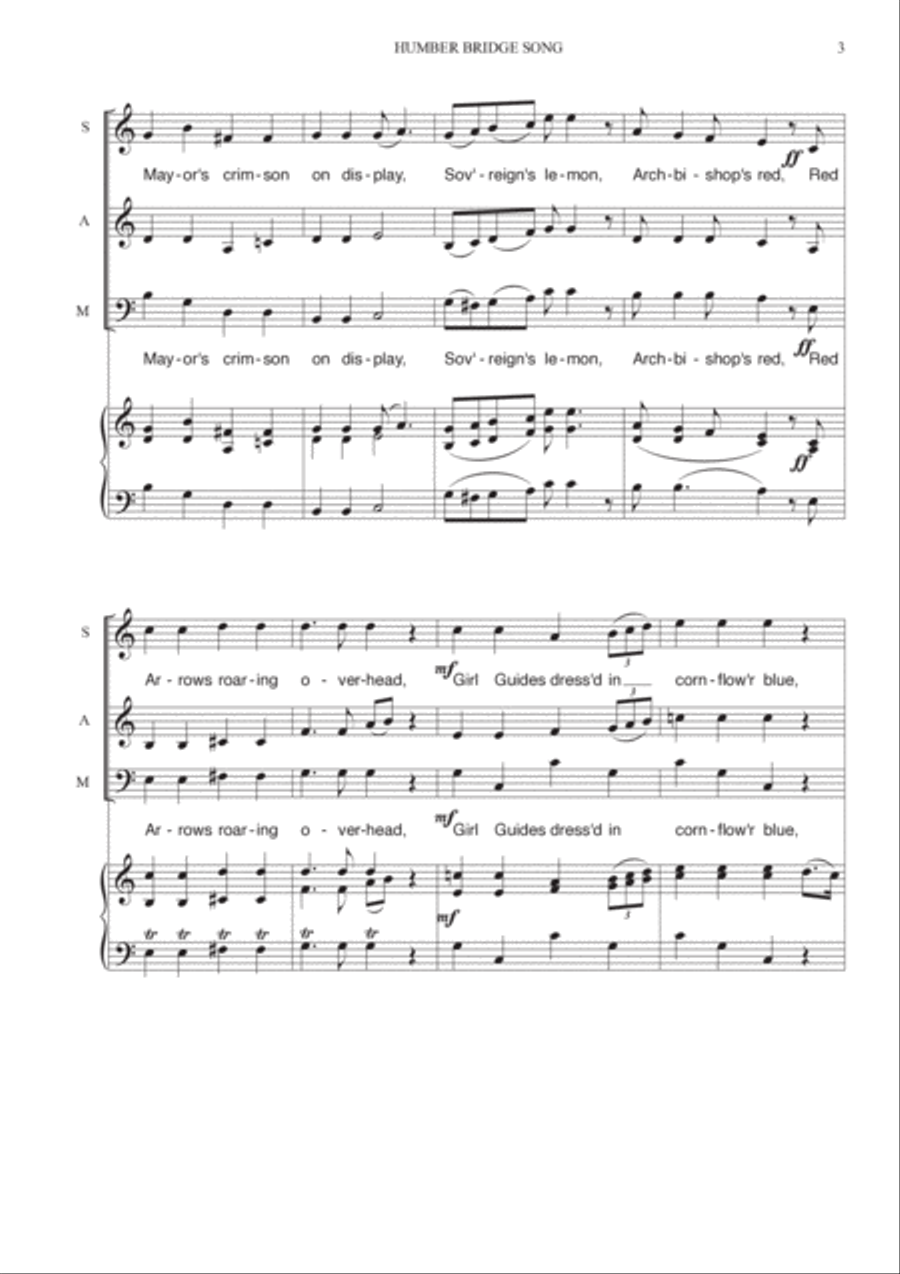 HUMBER BRIDGE SONG S,A,Men, Pfte 3-Part scores gallery preview page 2
