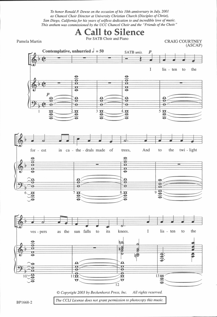 A Call to Silence 4-Part scores gallery preview page 2