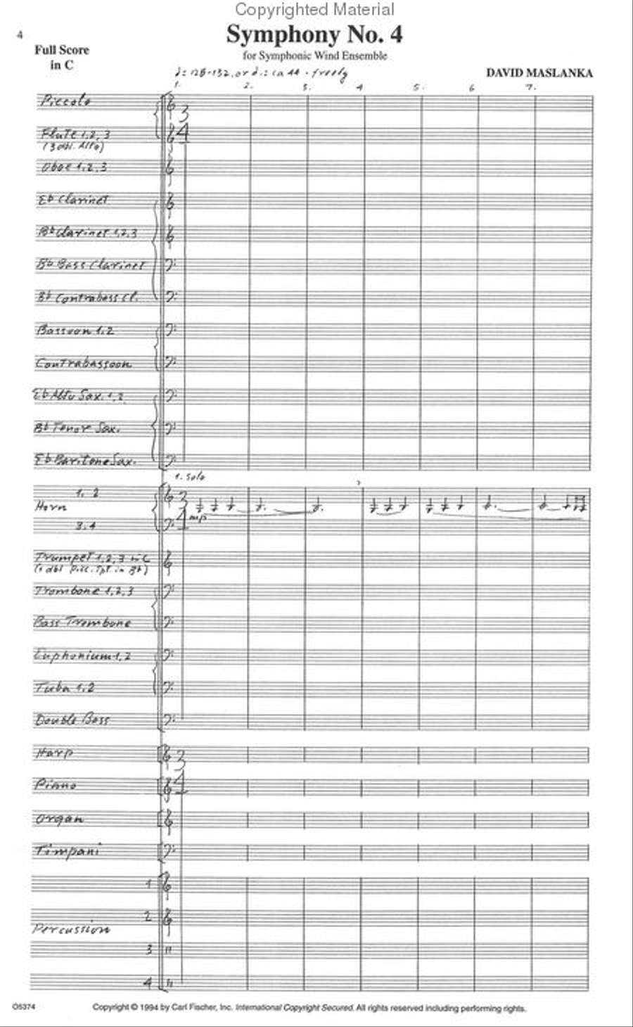 Symphony No. 4 Concert Band scores gallery preview page 2