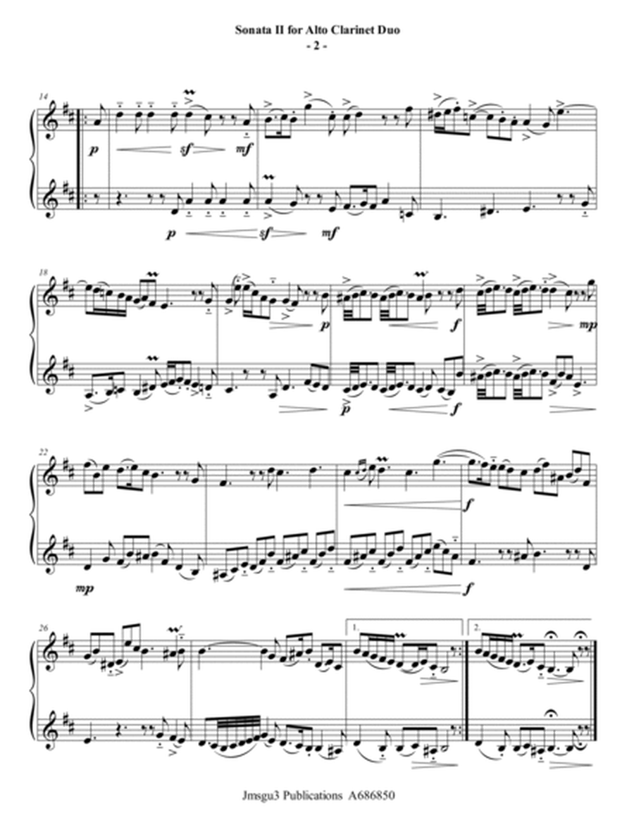 Sammartini: Sonata Op. 1 No. 2 for Alto Clarinet Duo image number null
