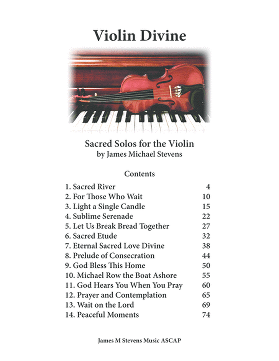 VIOLIN DIVINE - Book of Sacred Solos for the Violin & Piano image number null
