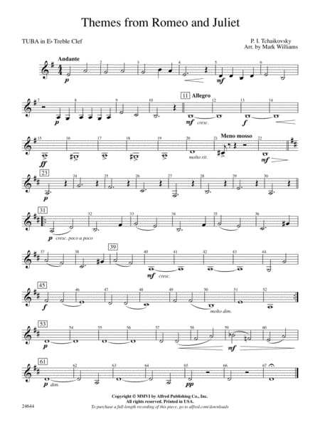 Romeo and Juliet, Themes from: (wp) E-flat Tuba T.C.