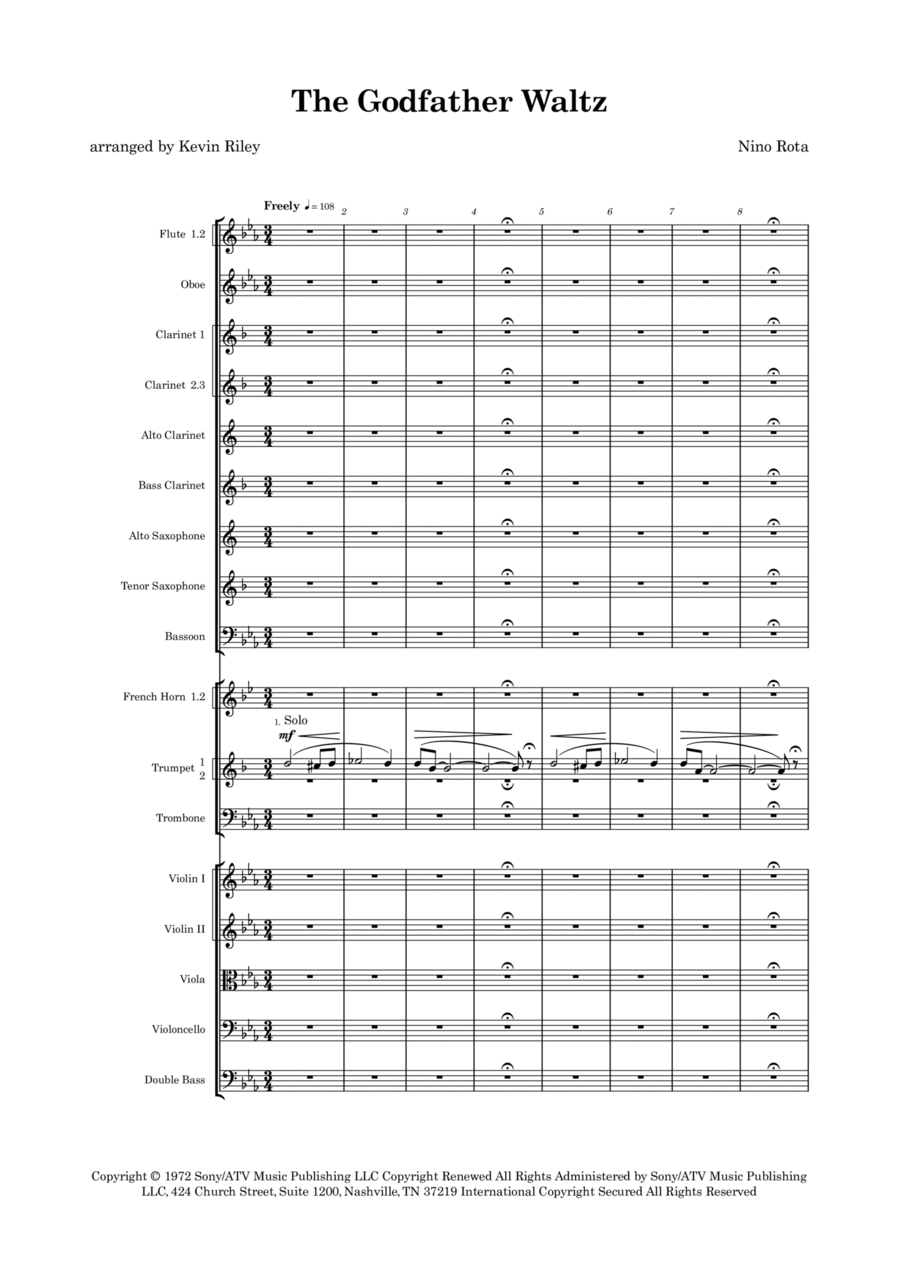 The Godfather Waltz Full Orchestra scores gallery preview page 1