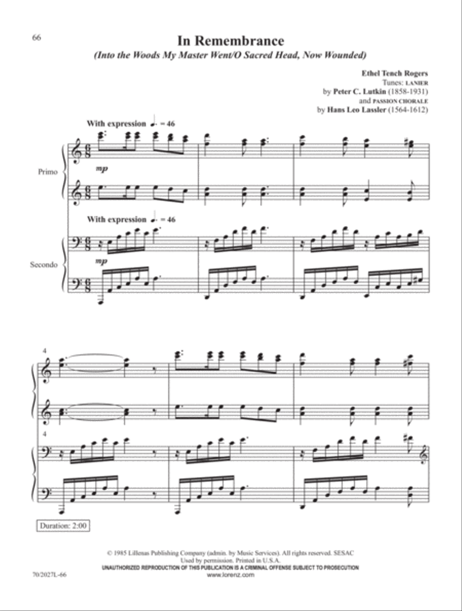 Four-Hand Favorites for Lent and Easter Piano Duet scores gallery preview page 25
