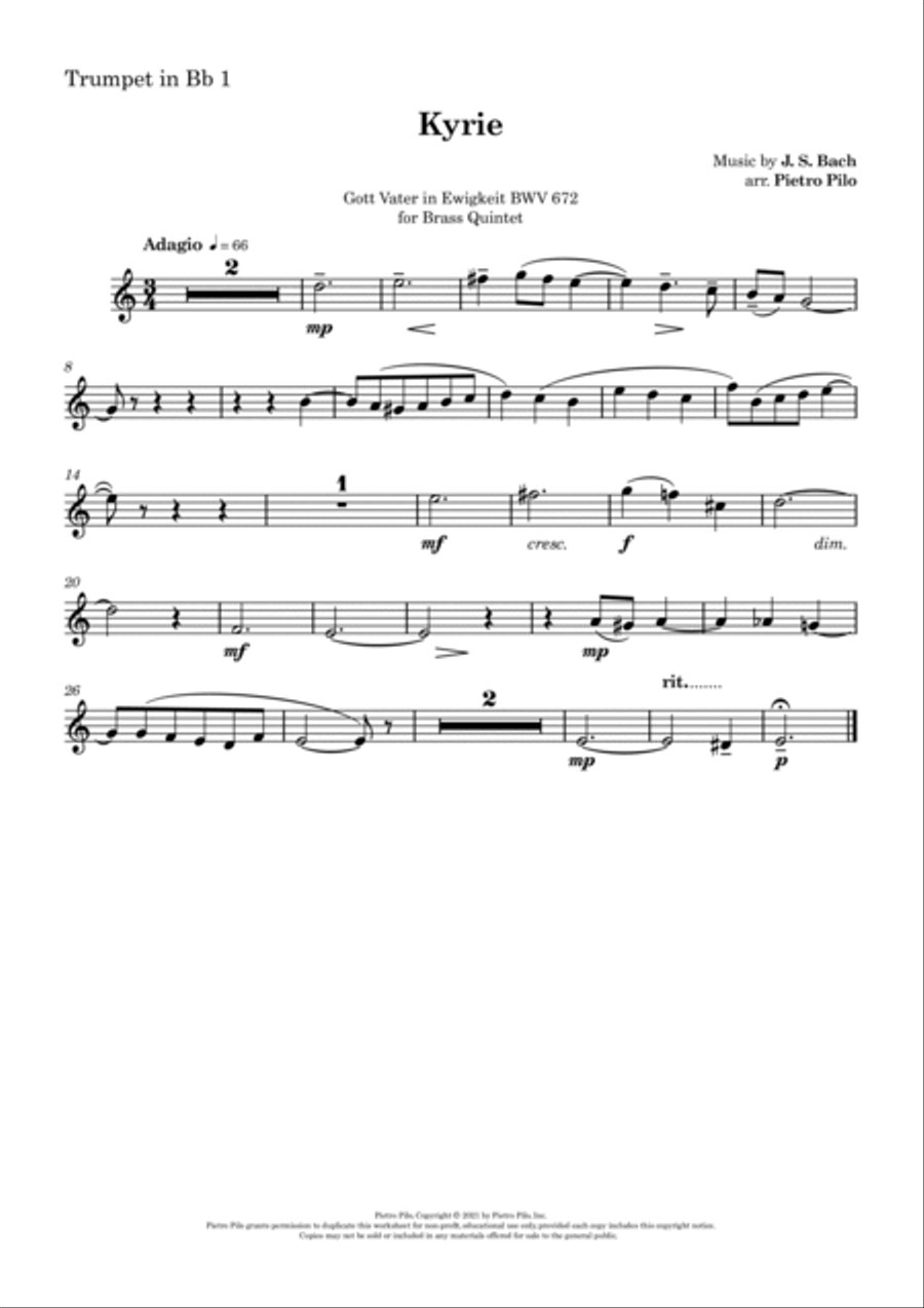 KYRIE - Gott Vater in Ewigkeit BWV 672 Brass Ensemble scores gallery preview page 3