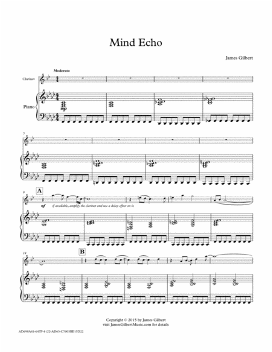 Mind Echo Mind Echo Clarinet Solo scores gallery preview page 1