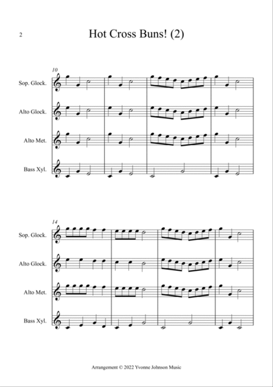 Hot Cross Buns! - For Orff Ensemble Percussion Ensemble scores gallery preview page 2