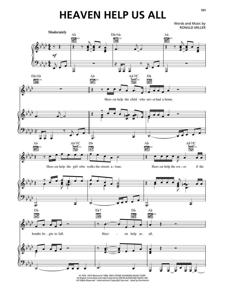 Heaven Help Us All Piano, Vocal, Guitar scores gallery preview page 1