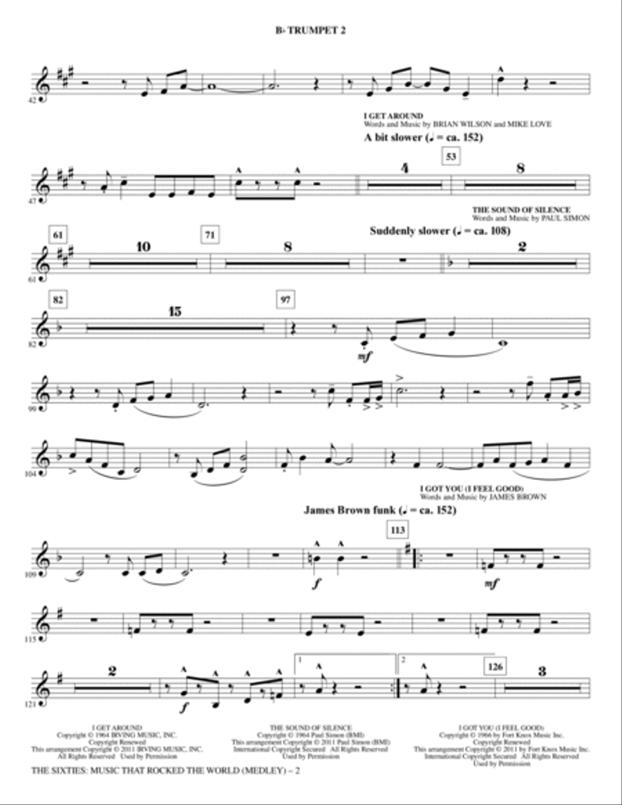 The Sixties: Music That Rocked The World - Bb Trumpet 2 Choir scores gallery preview page 2