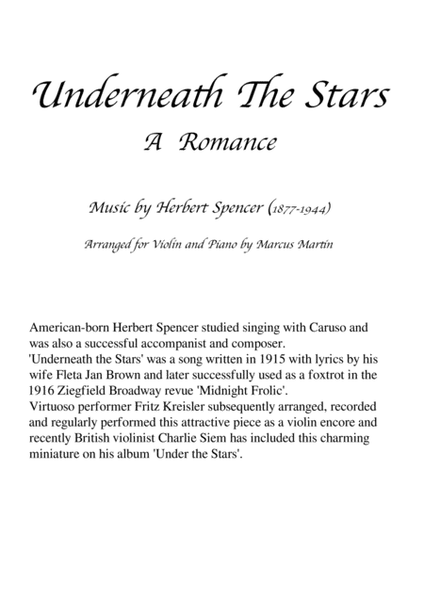 Underneath the Stars for Violin and Piano image number null
