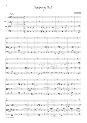 Book cover for Beethoven Symphony No.7, 2nd mvt., for string quartet, CB003