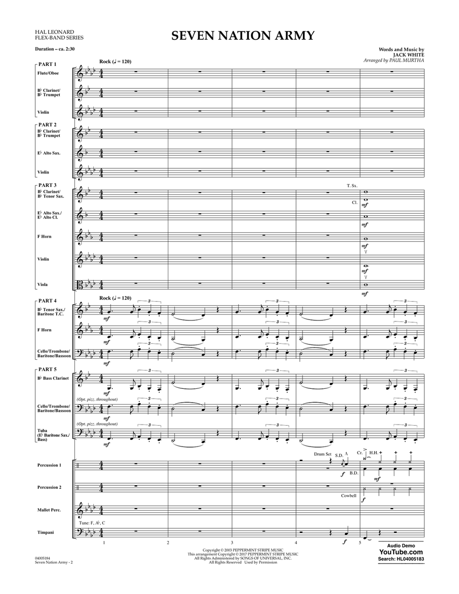 Seven Nation Army - Conductor Score (Full Score) Concert Band scores gallery preview page 2