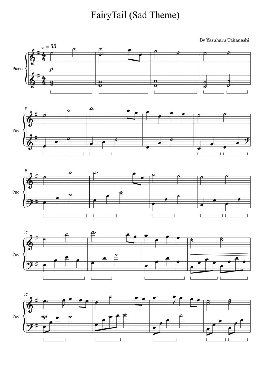 Fairy Tail Piano Solo scores gallery preview page 1