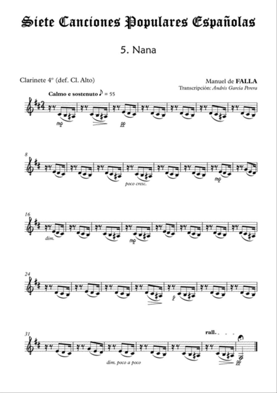 7 Popular Songs - No.5 Lullaby (Clarinet Choir) Clarinet Choir scores gallery preview page 6