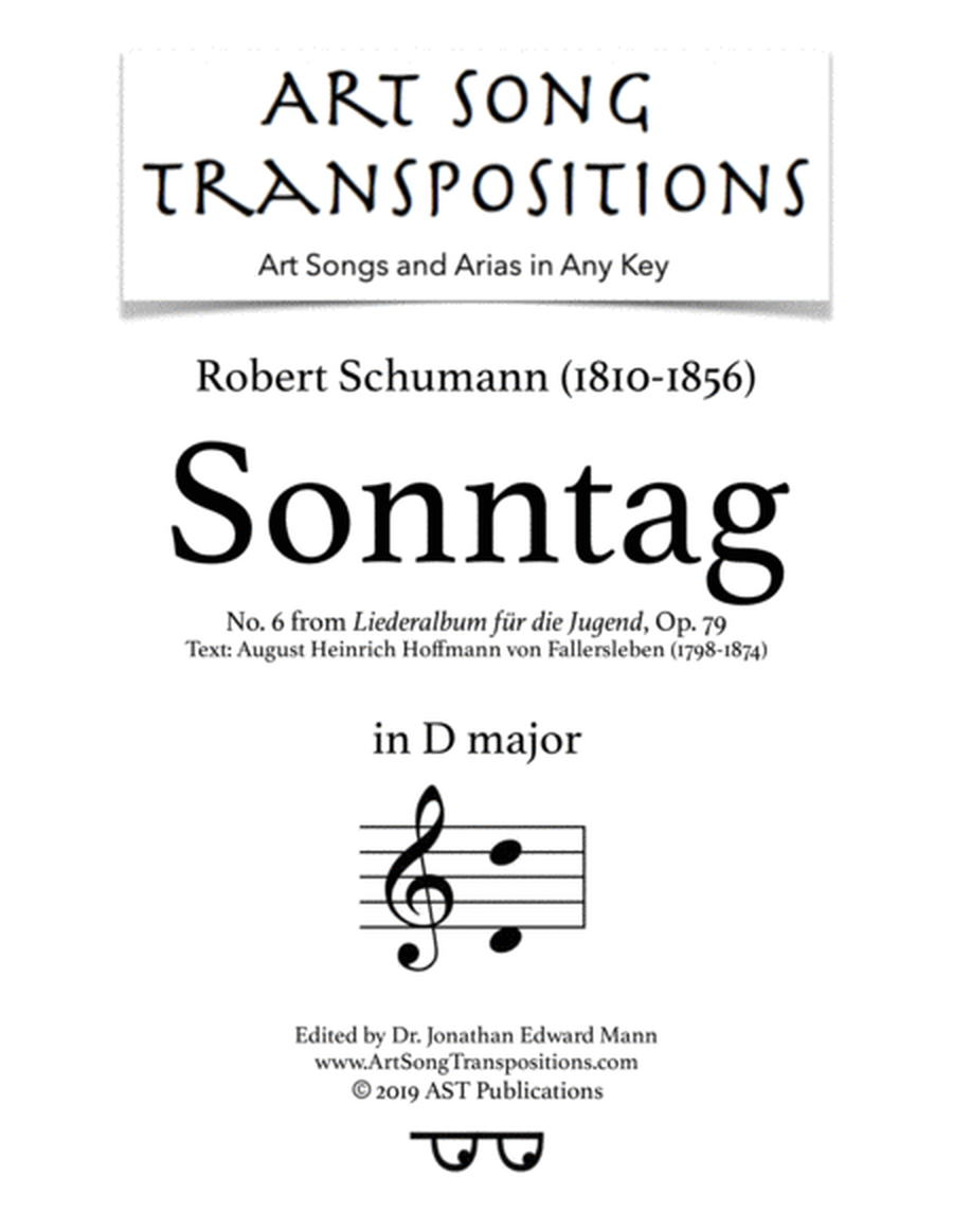SCHUMANN: Sonntag, Op. 79 no. 6 (transposed to D major)