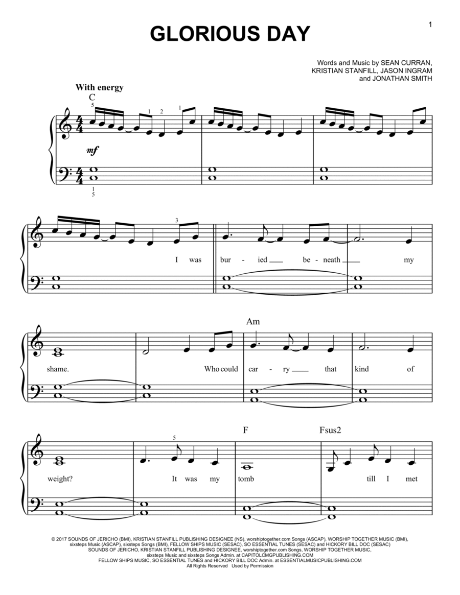 Glorious Day Easy Piano scores gallery preview page 1