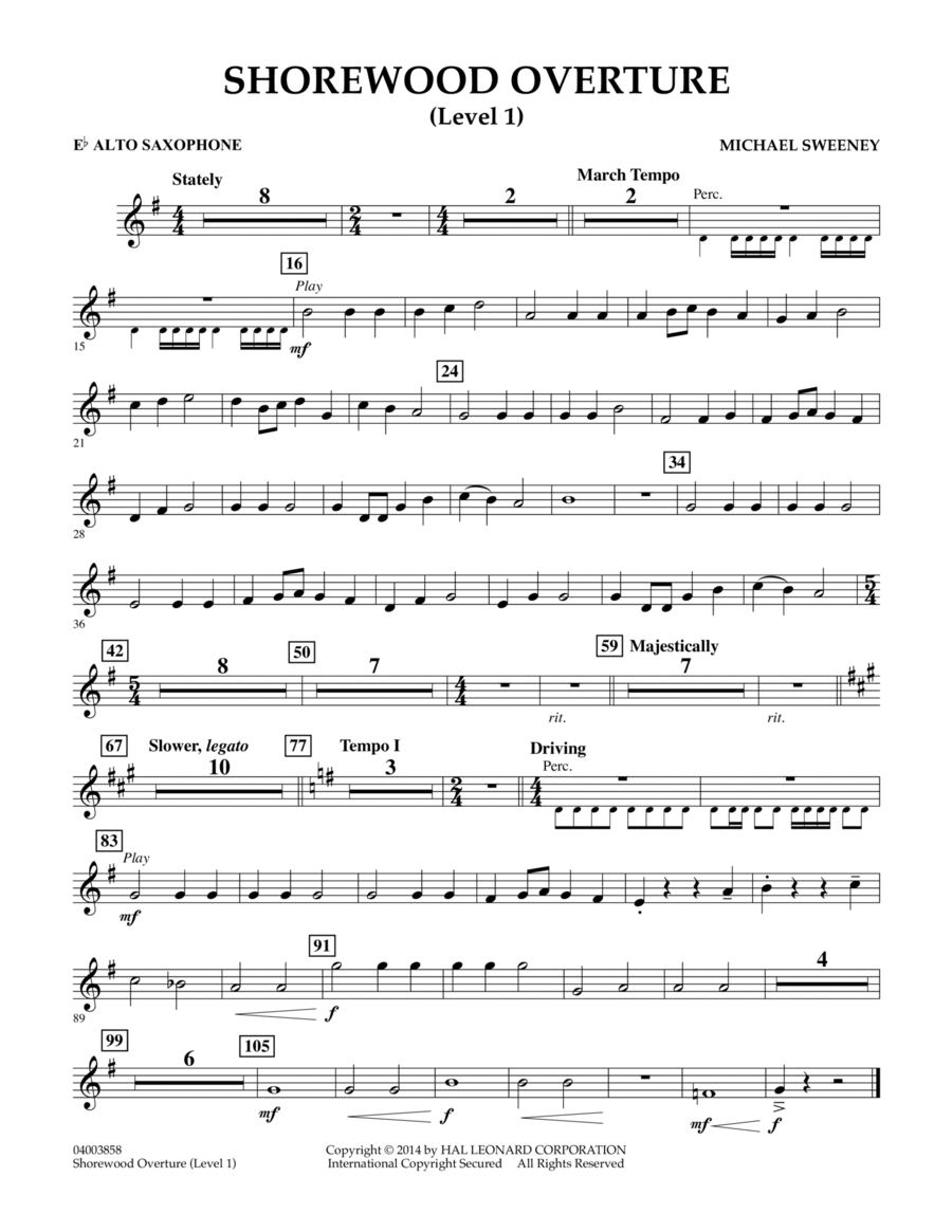 Shorewood Overture (for Multi-level Combined Bands) - Eb Alto Saxophone (Level 1)