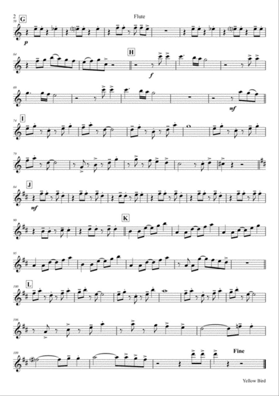 Yellow Bird - Haitian Folk Song - Calypso - Wind Trio Woodwind Trio scores gallery preview page 5