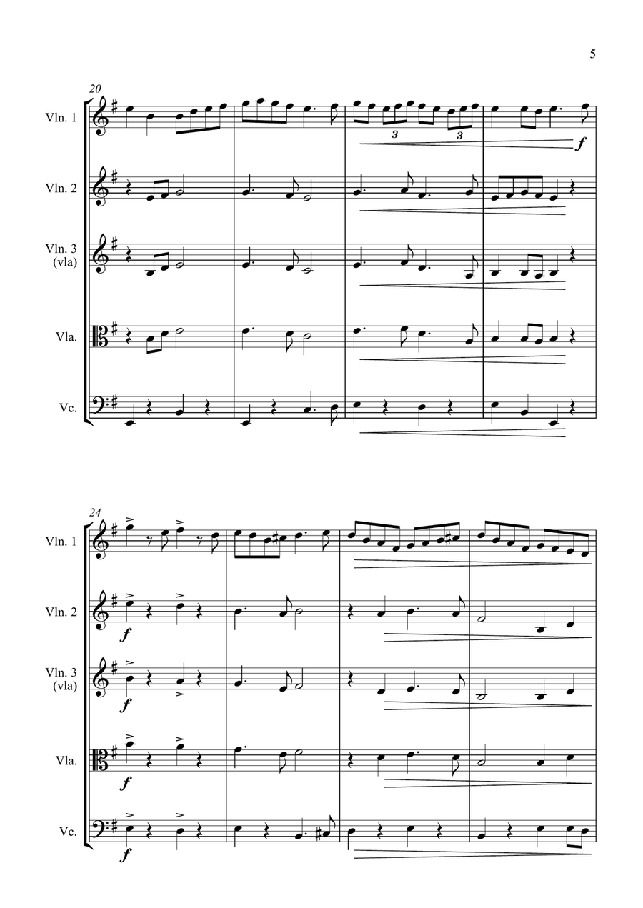 The King of the Fairies - for String Quartet String Quartet scores gallery preview page 5