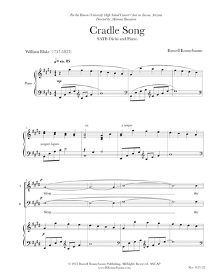 Cradle Song (SATB + Piano)