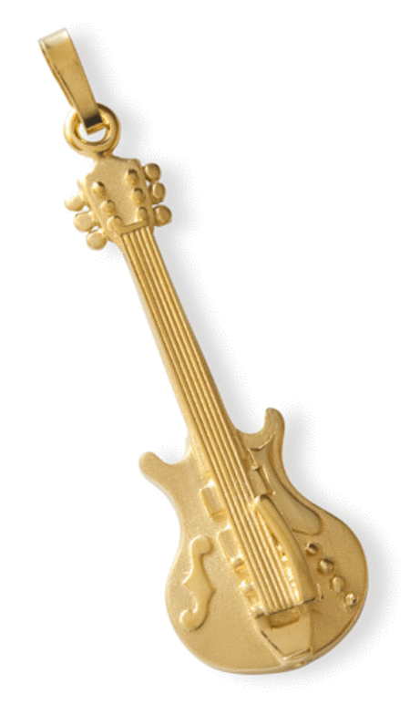 Gold-plated pendant: electric guitar