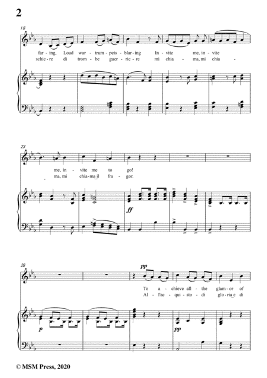 Scarlatti-All'acquisto di gloria,in E flat Major,for Voice and Piano Voice Solo scores gallery preview page 4