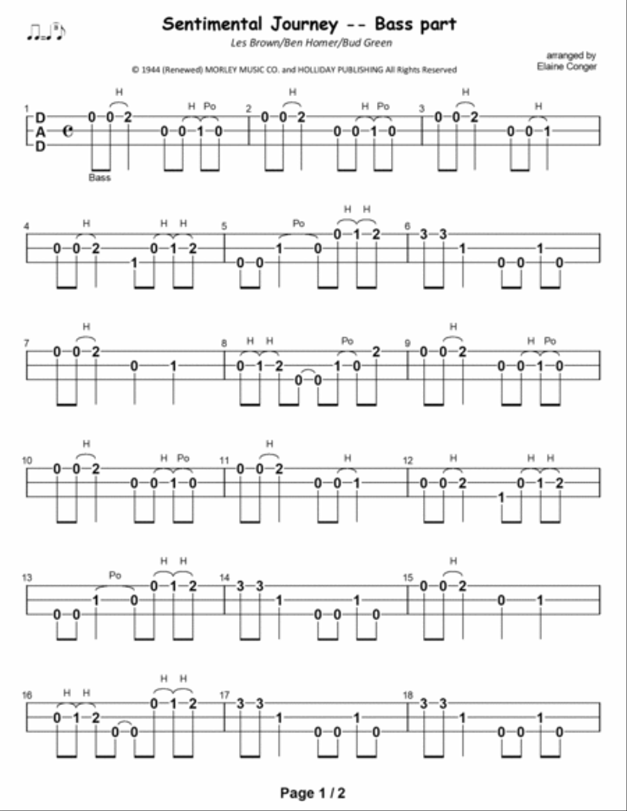 Sentimental Journey Dulcimer scores gallery preview page 2