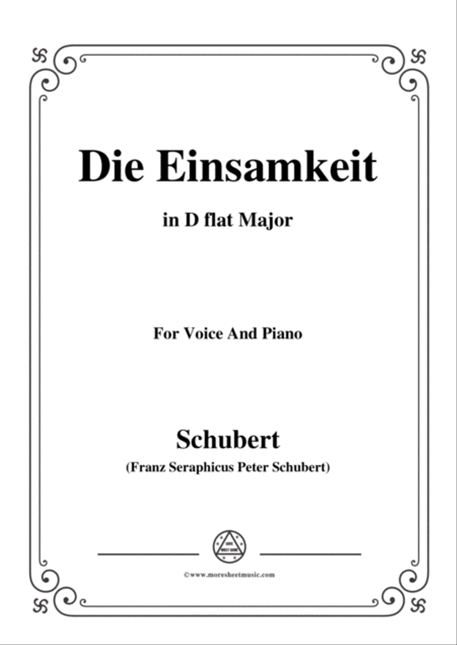 Schubert-Die Einsamkeit,in D flat Major,for Voice&Piano Voice scores gallery preview page 1