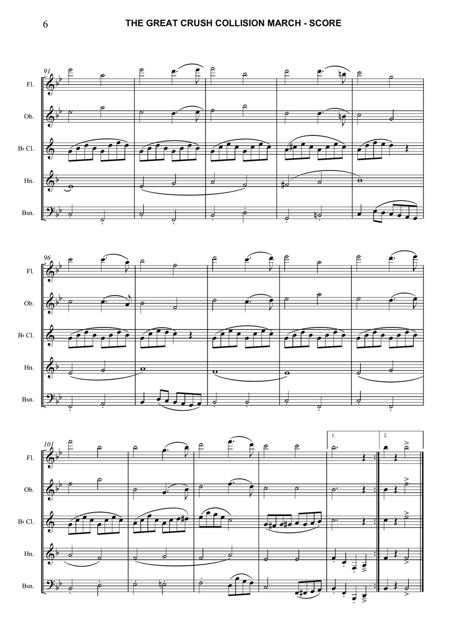 The Great Crush Collission March Woodwind Quintet scores gallery preview page 6