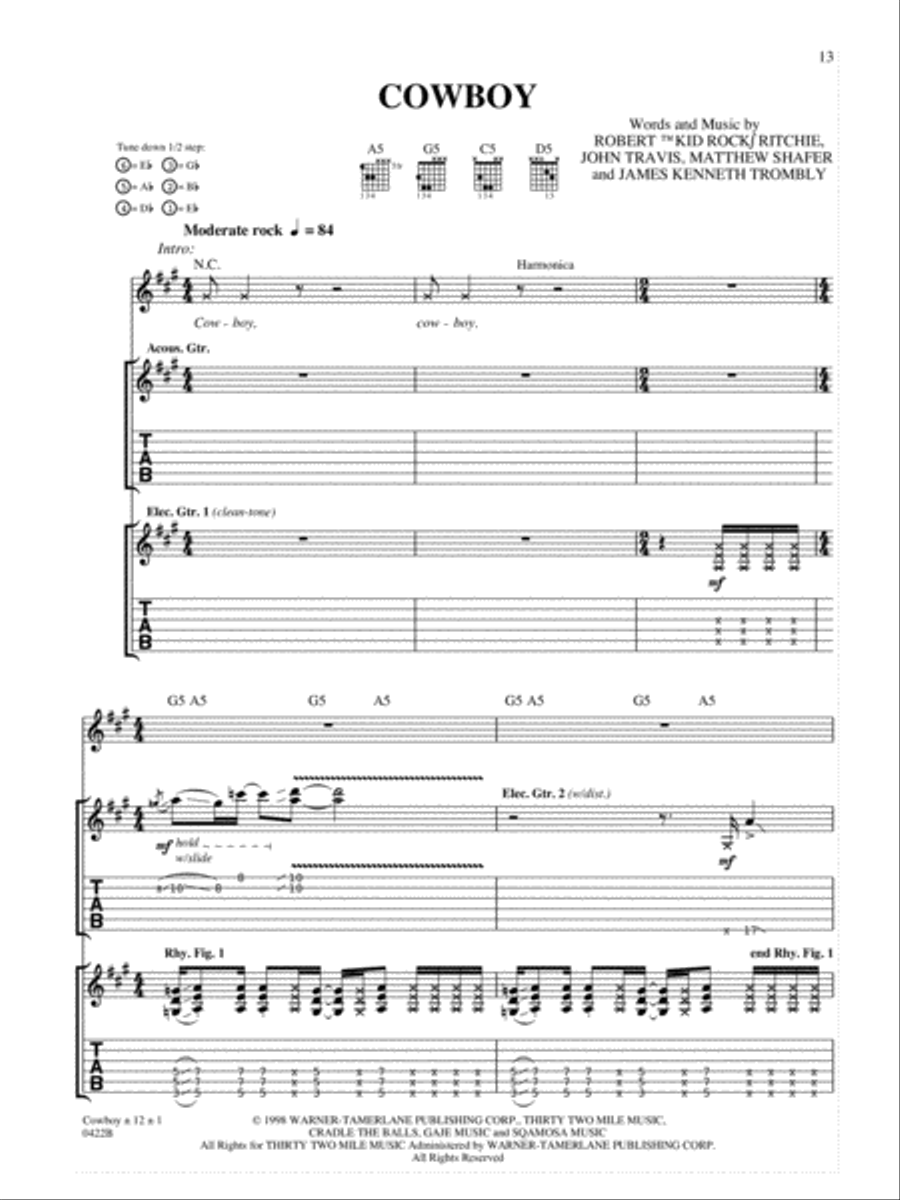 Cowboy Guitar Tablature scores gallery preview page 1