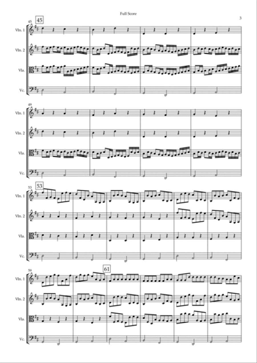 Canon in D Major (Johann Pachelbel) for String Quartet String Quartet scores gallery preview page 3