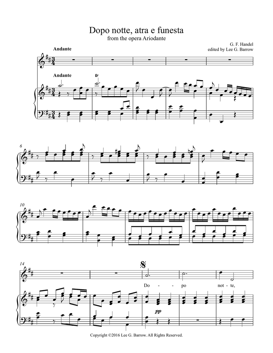 Dopo notte, atra e funesta (original key) Voice Solo scores gallery preview page 2