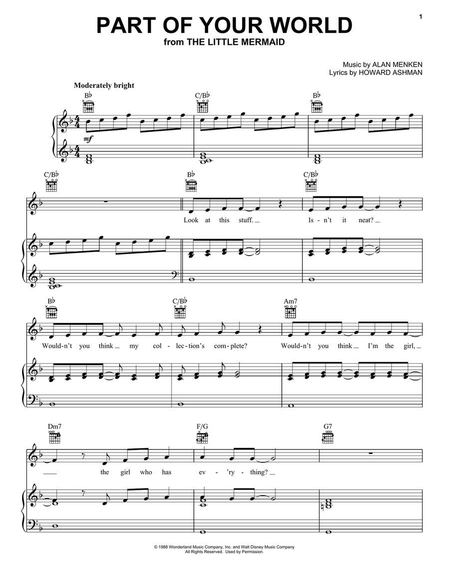 Part Of Your World (from The Little Mermaid) Guitar scores gallery preview page 1
