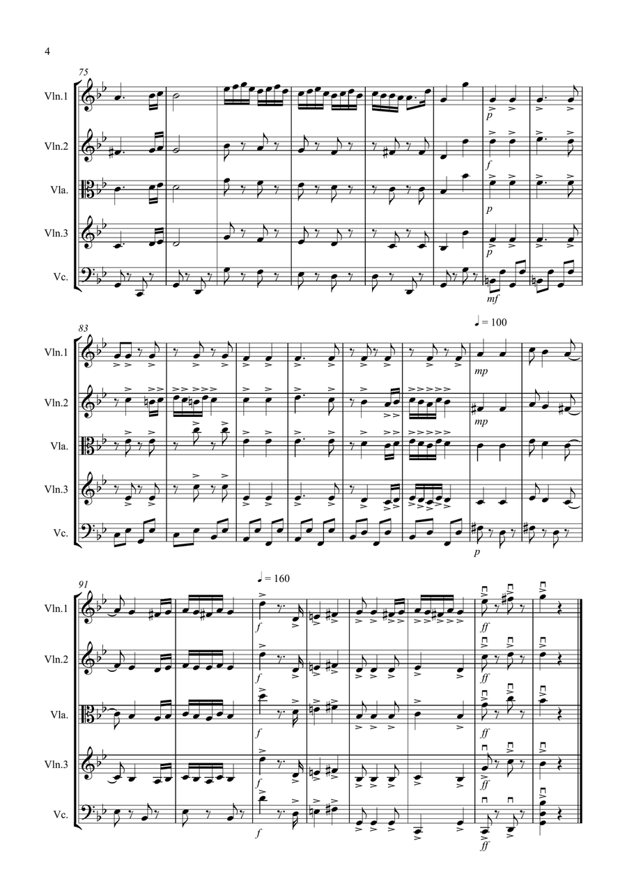 Hungarian Dance No.5 for String Quartet String Quartet scores gallery preview page 4