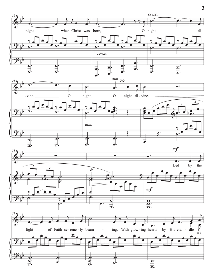 ADAM: O Holy Night (transposed to B-flat major) Piano, Vocal scores gallery preview page 4