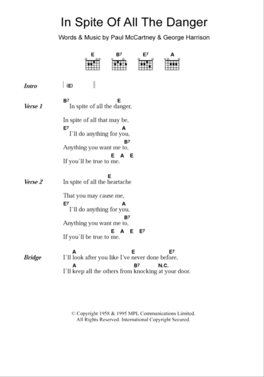 In Spite Of All The Danger Acoustic Guitar scores gallery preview page 1