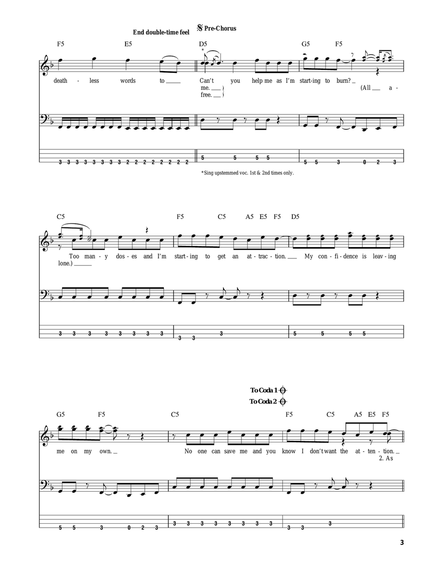 Bat Country Bass Guitar Tablature scores gallery preview page 3