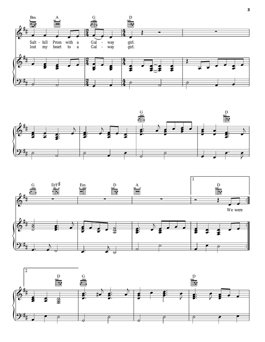 Galway Girl Piano, Vocal, Guitar scores gallery preview page 3