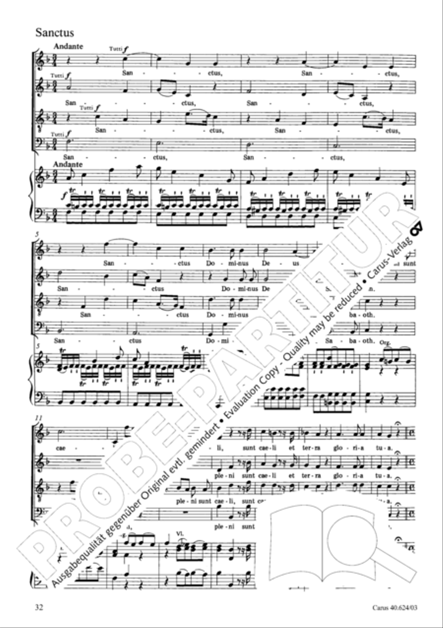 Missa brevis in F major 4-Part scores gallery preview page 33