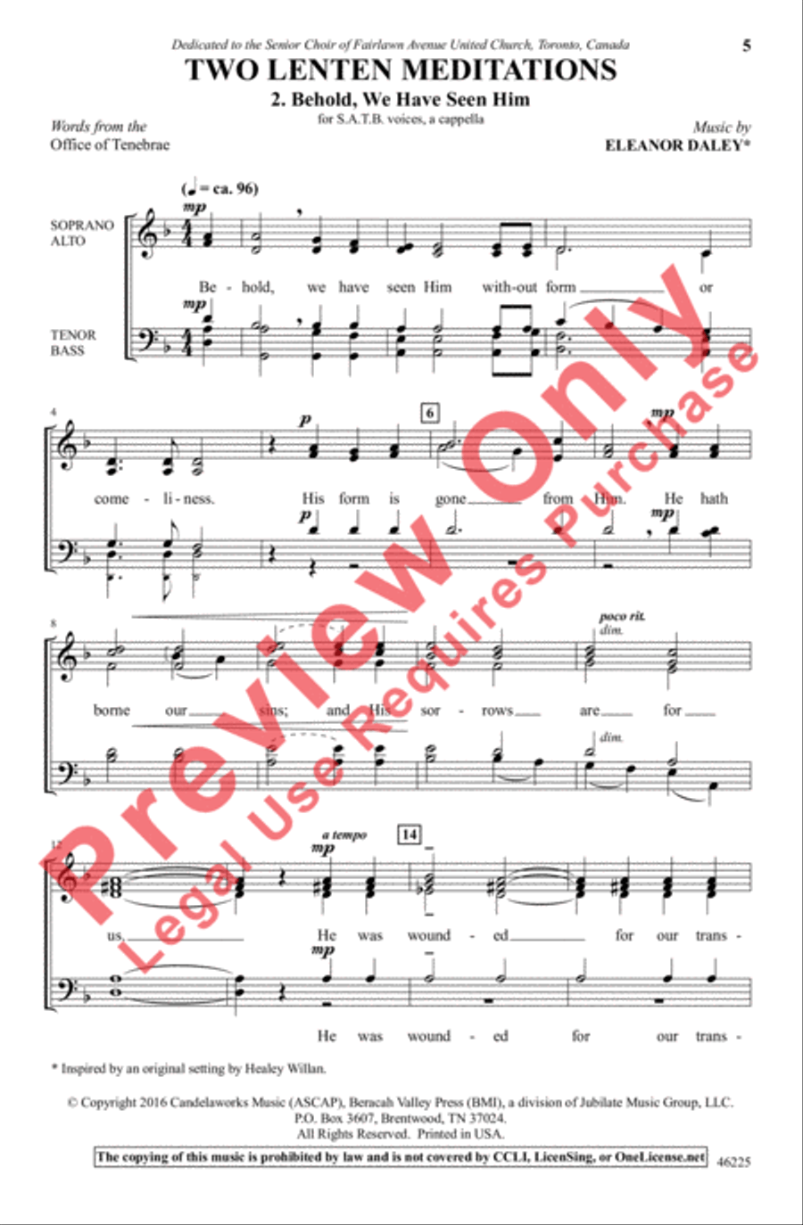 Two Lenten Meditations 4-Part scores gallery preview page 5