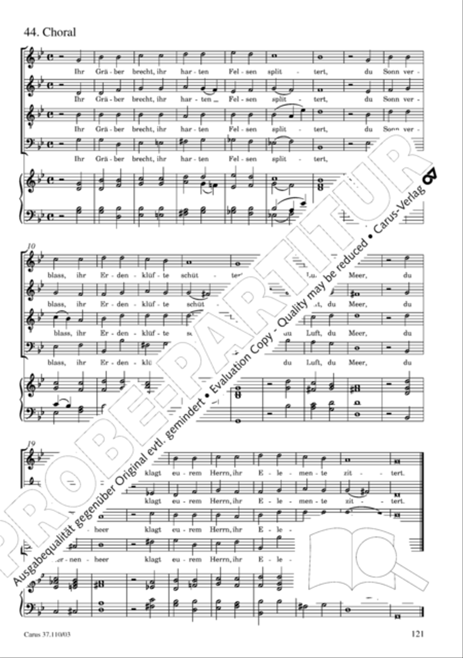Markuspassion. Werkausgabe Reihe 1, Bd. 7 (Homilius) 4-Part scores gallery preview page 128
