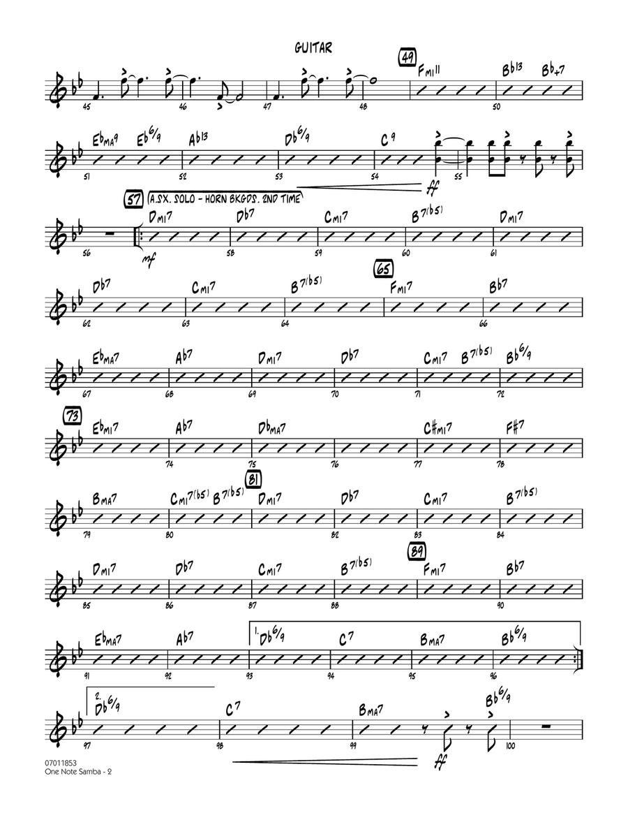 One Note Samba - Guitar Jazz Ensemble scores gallery preview page 2