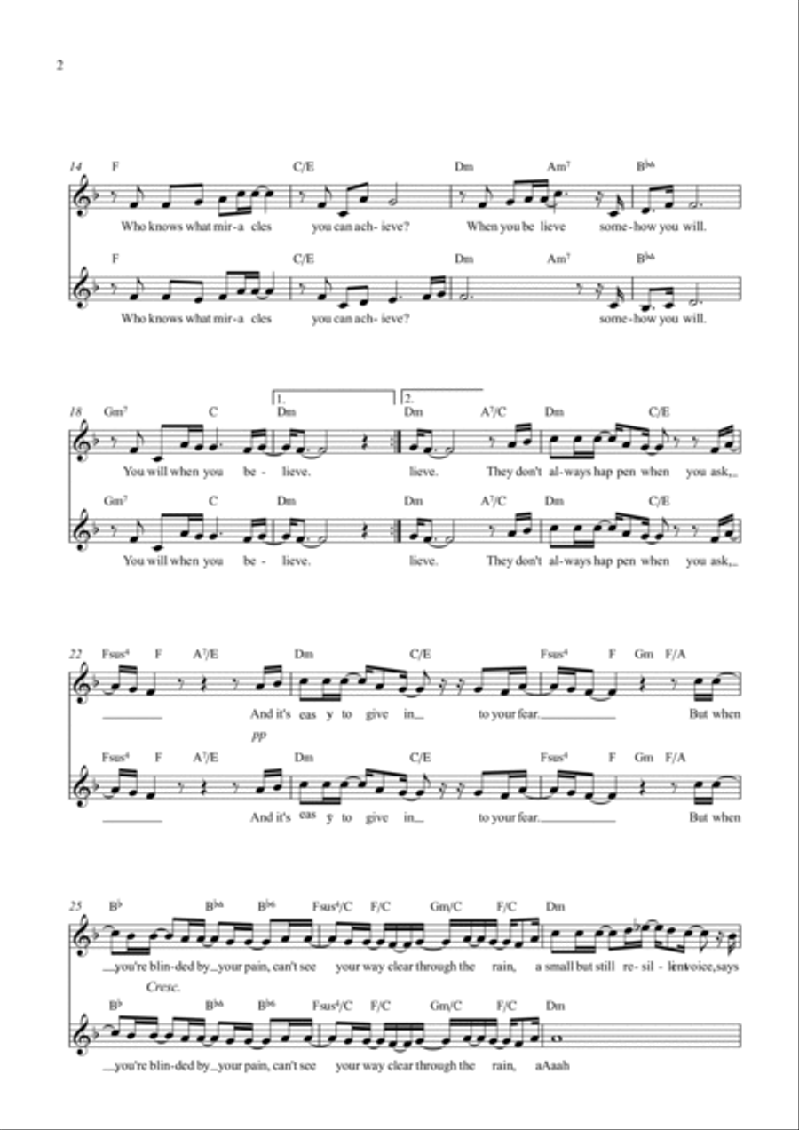 When You Believe When You Believe 2-Part scores gallery preview page 2