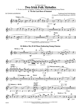 Two Irish Folk Melodies: B-flat Tenor Saxophone