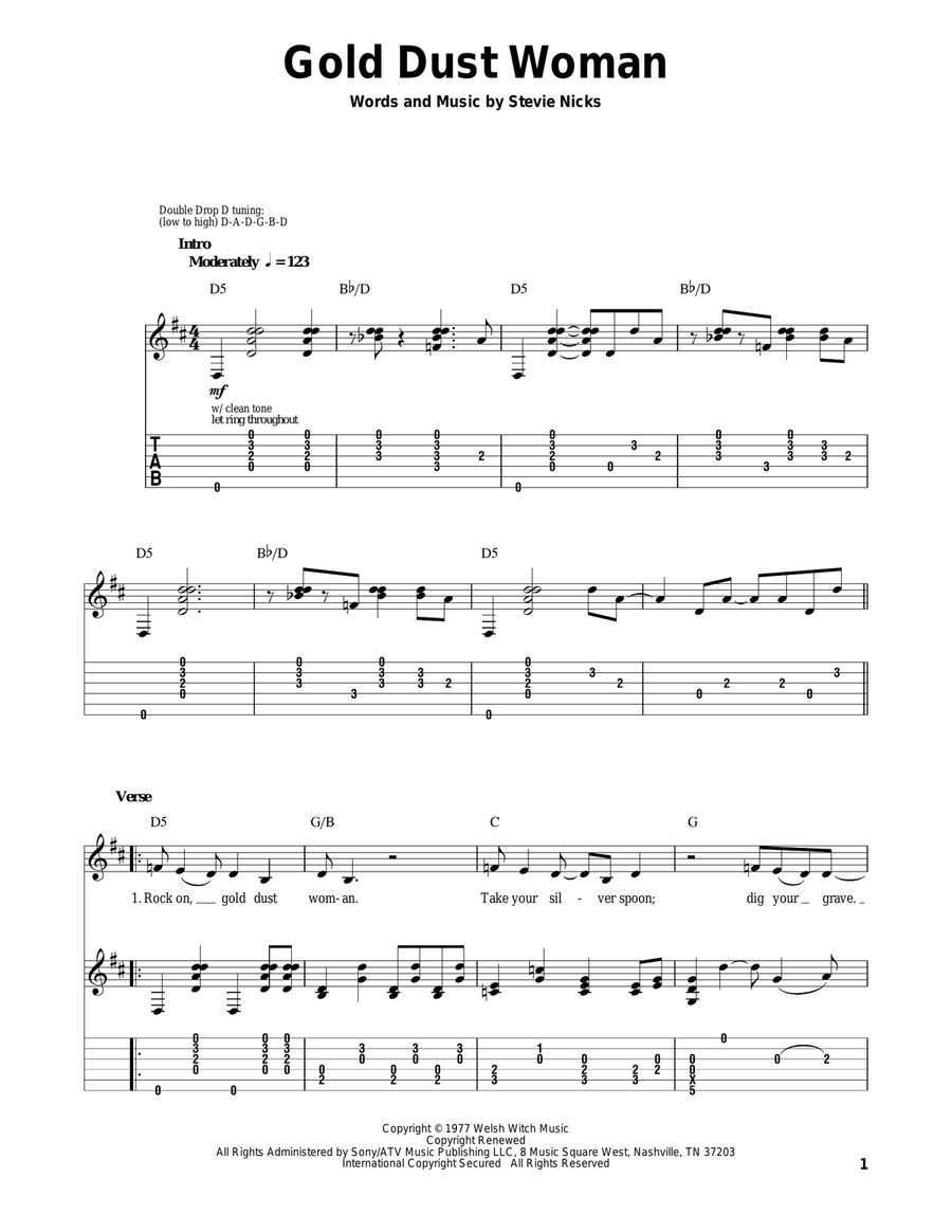 Gold Dust Woman Acoustic Guitar scores gallery preview page 1