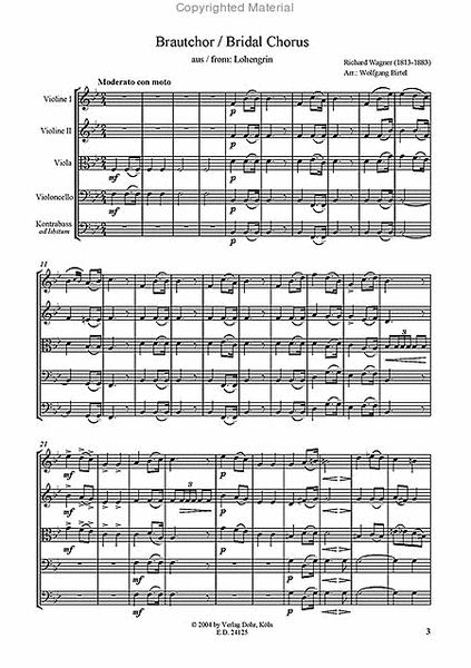 Brautchor aus "Lohengrin" (für Streichquartett)