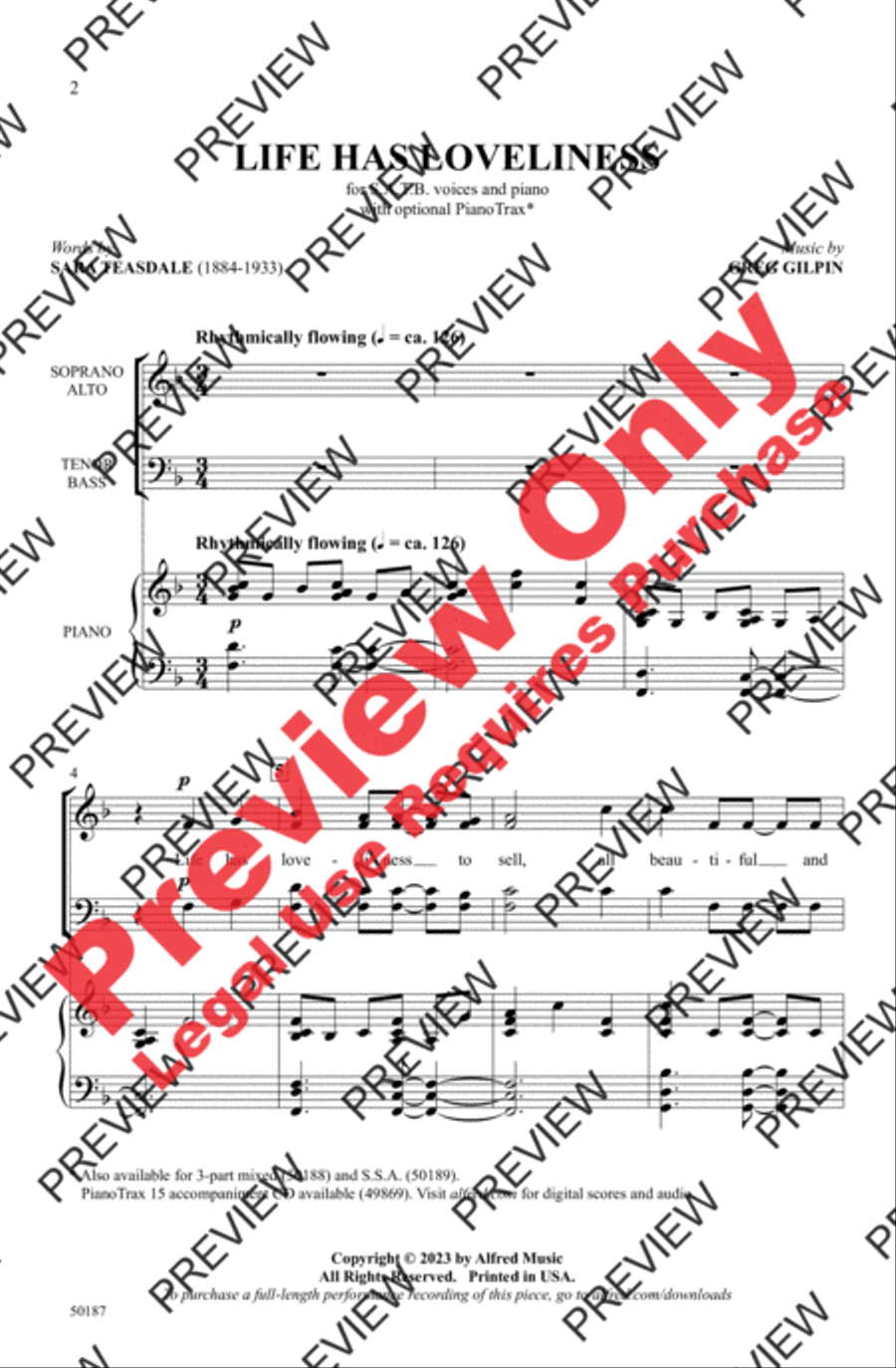Life Has Loveliness Life Has Loveliness 4-Part scores gallery preview page 2