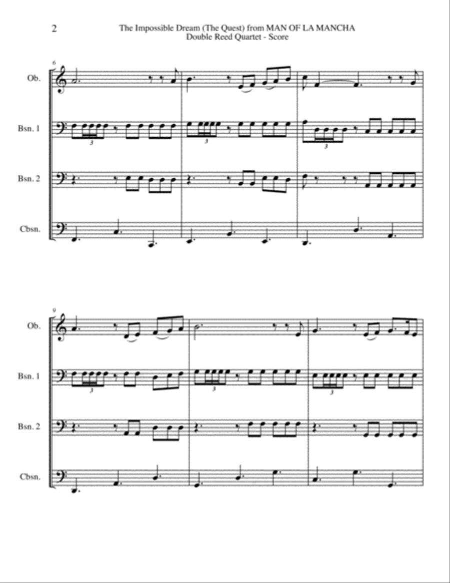 The Impossible Dream Woodwind Quartet scores gallery preview page 2
